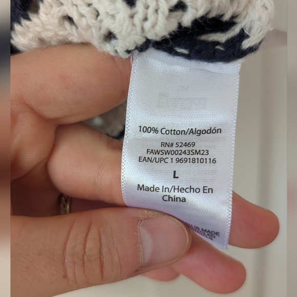 Navy Cream Cotton Crochet Tank Vest - Picture 7 of 8